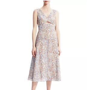 Theory Dress Printed Cut-Out Midi Dress NWT